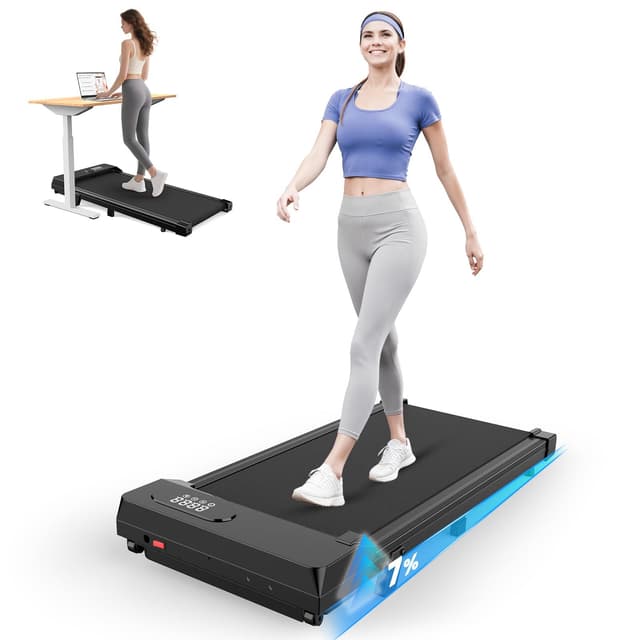 HomeFitnessCode Walking Pad für Zuhause mit Neigung - Laufband Laufpad Steigung Untertisch Elektrisch 1-8 KMH Walking Band Glänzend Schwarz