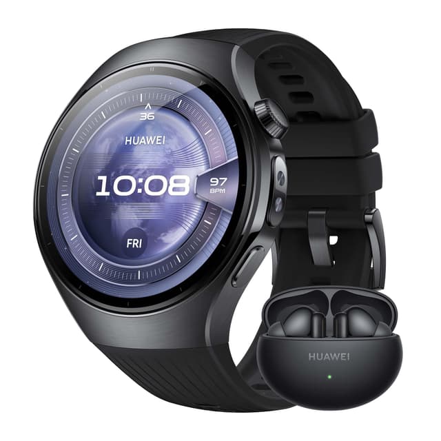 HUAWEI Watch 5 + FreeBuds 6i Schwarz - Revolutionärer X-TAP Gesundheitssensor und Hochwertige Materialien