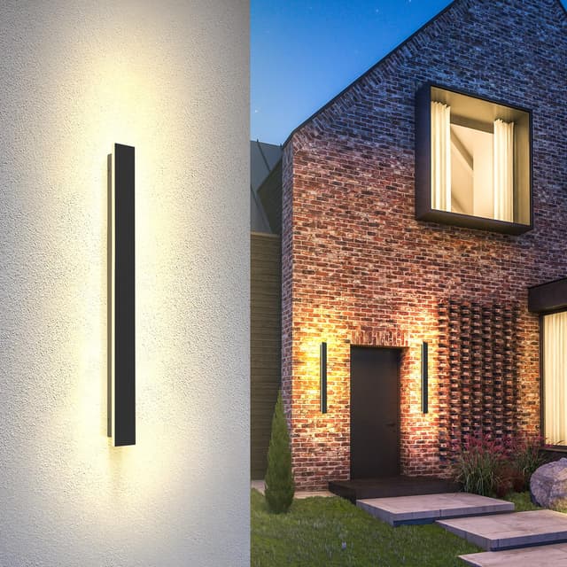 Hochwertige Lange Villa Wandleuchte Schwarz für den Innen- und Außenbereich