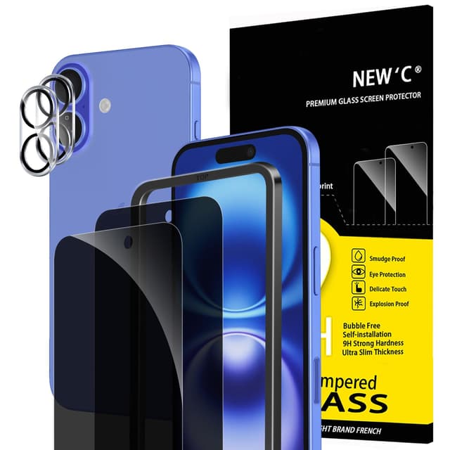 📱🔒 NEW'C 2 x Sichtschutz für iPhone 16 Panzerglas (6,1 Zoll) 🛡️📸