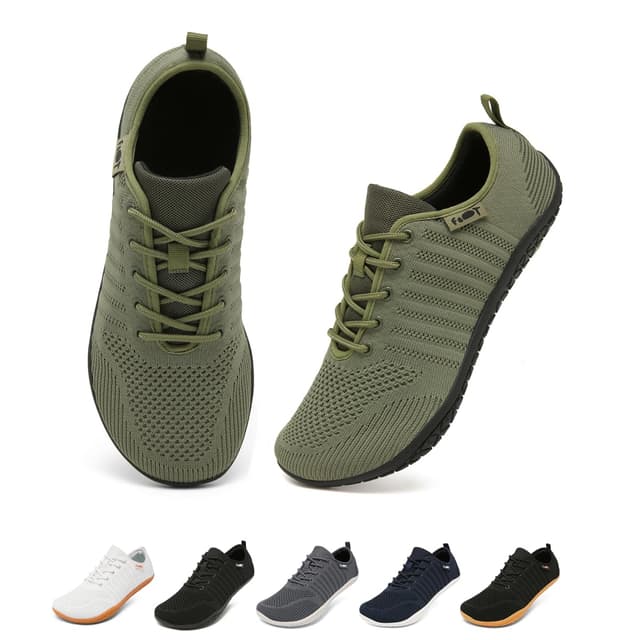 👣 Merdoo Barfuss Schuhe Damen Herren Barfuß Sneaker Minimalistische Walkingschuhe mit Breite Zehenbox Zero-Drop Sohle Gr.37-45 42 EU Grün