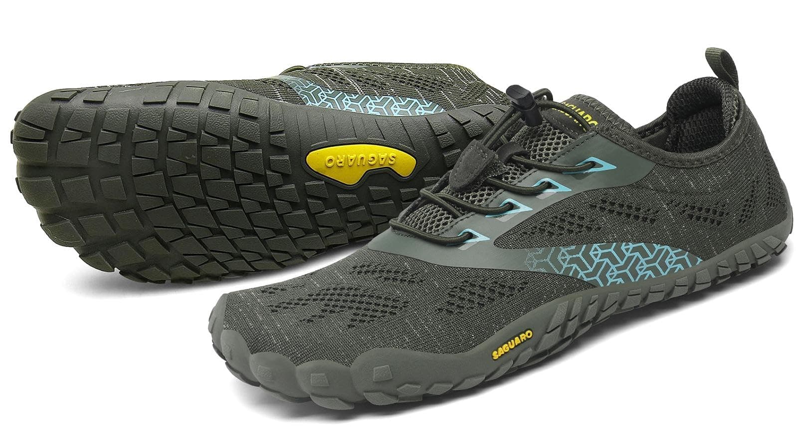👣 SAGUARO Unisex Barfußschuhe Traillaufschuhe Schnell Trocknend Wassersportschuhe, Gr. 36-50 46 EU Wacholder Grün
