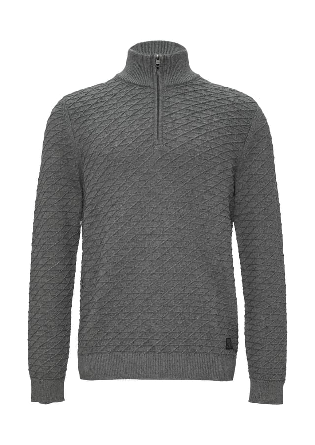 🔥 Super Deal! Strukturierter Pullover mit Half-Zip M Grau/Schwarz 97x0