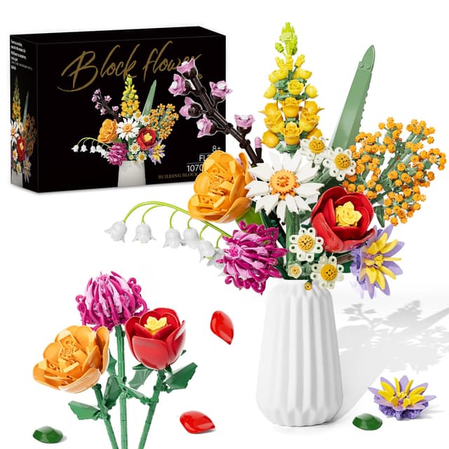 KOJAYHOL Blumenstrauß Bausatz - 1070 Stück Blumen Bauspielzeugset