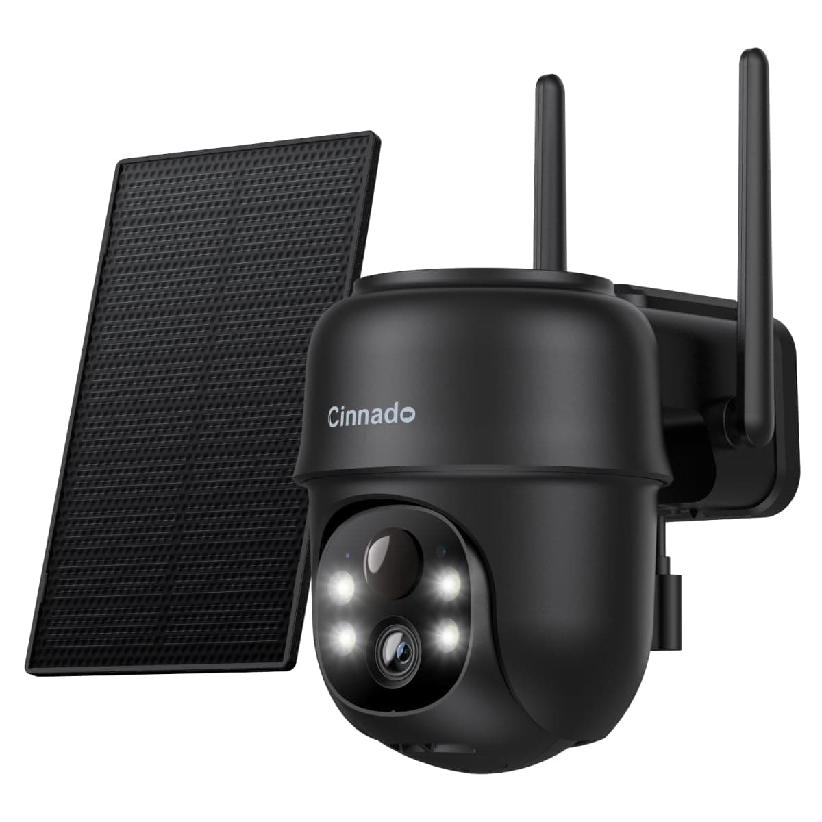 Cinnado Überwachungskamera Aussen Akku Solar - 2K Kamera Überwachung Aussen WLAN Outdoor kabellos Solarpanel 360 Grad, PTZ, PIR Bewegungsmelder IP65, Farbnachtsicht, Zwei-Wege-Audio, Alexa (Schwarz) 📹🔋☀️🌐