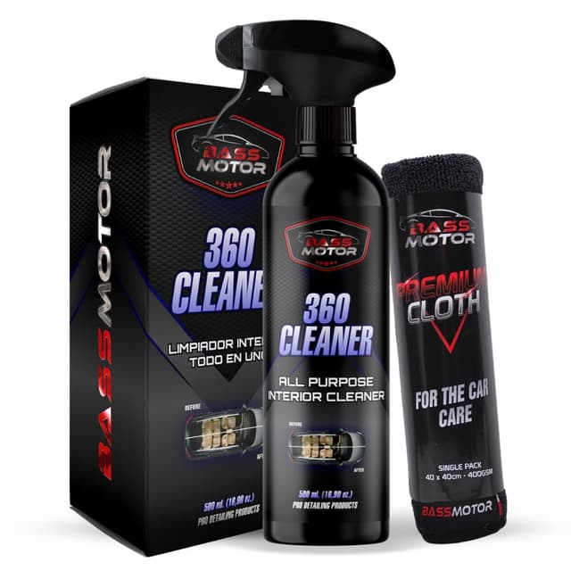 🚗 BassMotor All-in-One Innenreiniger für Auto Armaturenbrett Polsterung 360 Cleaner 500ml + Premium Mikrofasertuch Angebot! 🧼