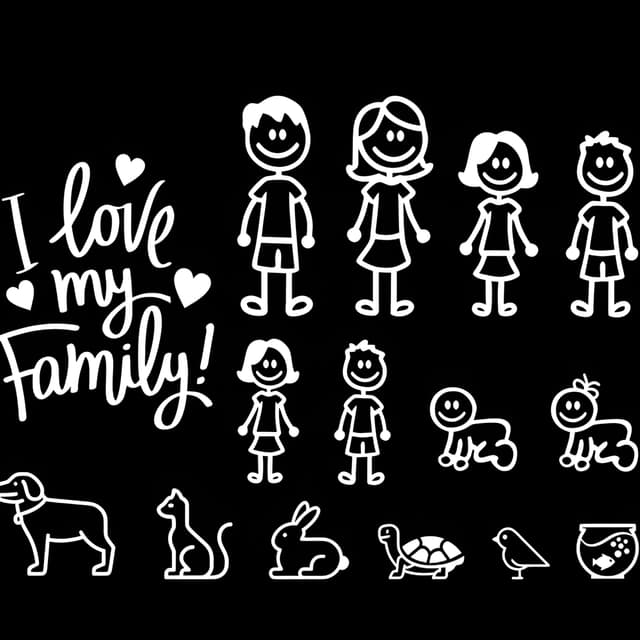🚗 Autoaufkleber I Love My Family Lustig Aufkleber 15cm(5.9 Inch) 🐶🐱