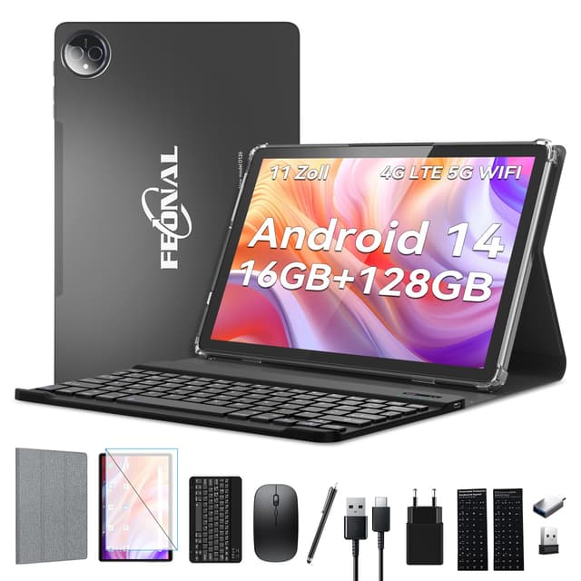 2025 Neueste Tablet 11 Zoll Android 14 Tablets mit Tastatur und Maus 📱🎁