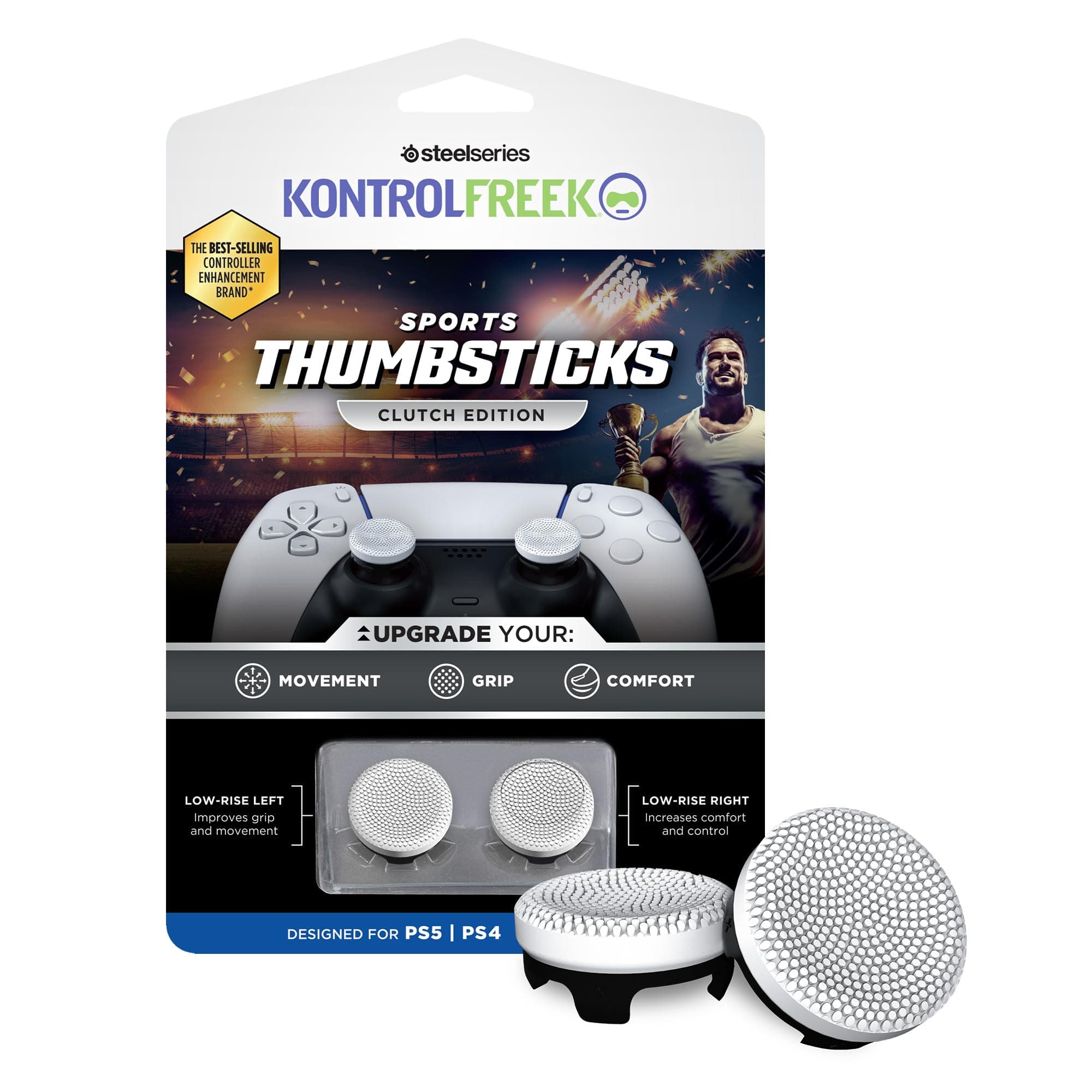 🎮 KontrolFreek Clutch für PS5 und PS4 - Performance-Thumbsticks (Schwarz & Weiß)
