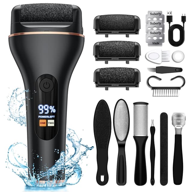 🦶🔌 Hornhautentferner Elektrisch - Hornhaut Entfernen Fuß Elektrisch - Hornhauthobel Elektrisch füße mit 2 Gear, IPX7 Wasserdichte Callus Remover für Rissige Fersen, Abgestorbener, Hornhaut entfernen Schwarz