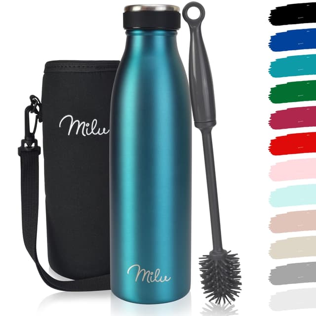 Milu Edelstahl Trinkflasche 500ml Grün 🌿 Isolierte Wasserflasche