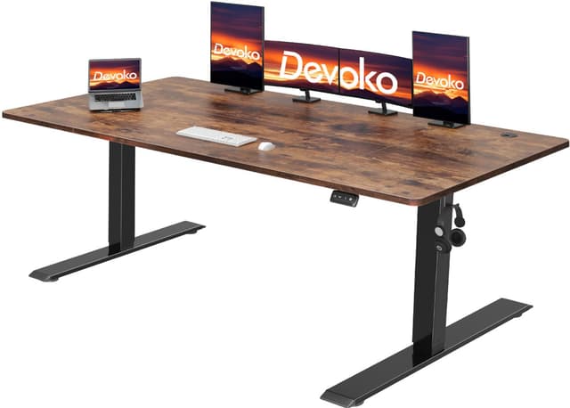 Devoko Höhenverstellbarer Schreibtisch | Elektrischer Schreibtisch Höhenverstellbar | Steh-Sitz Bürotisch