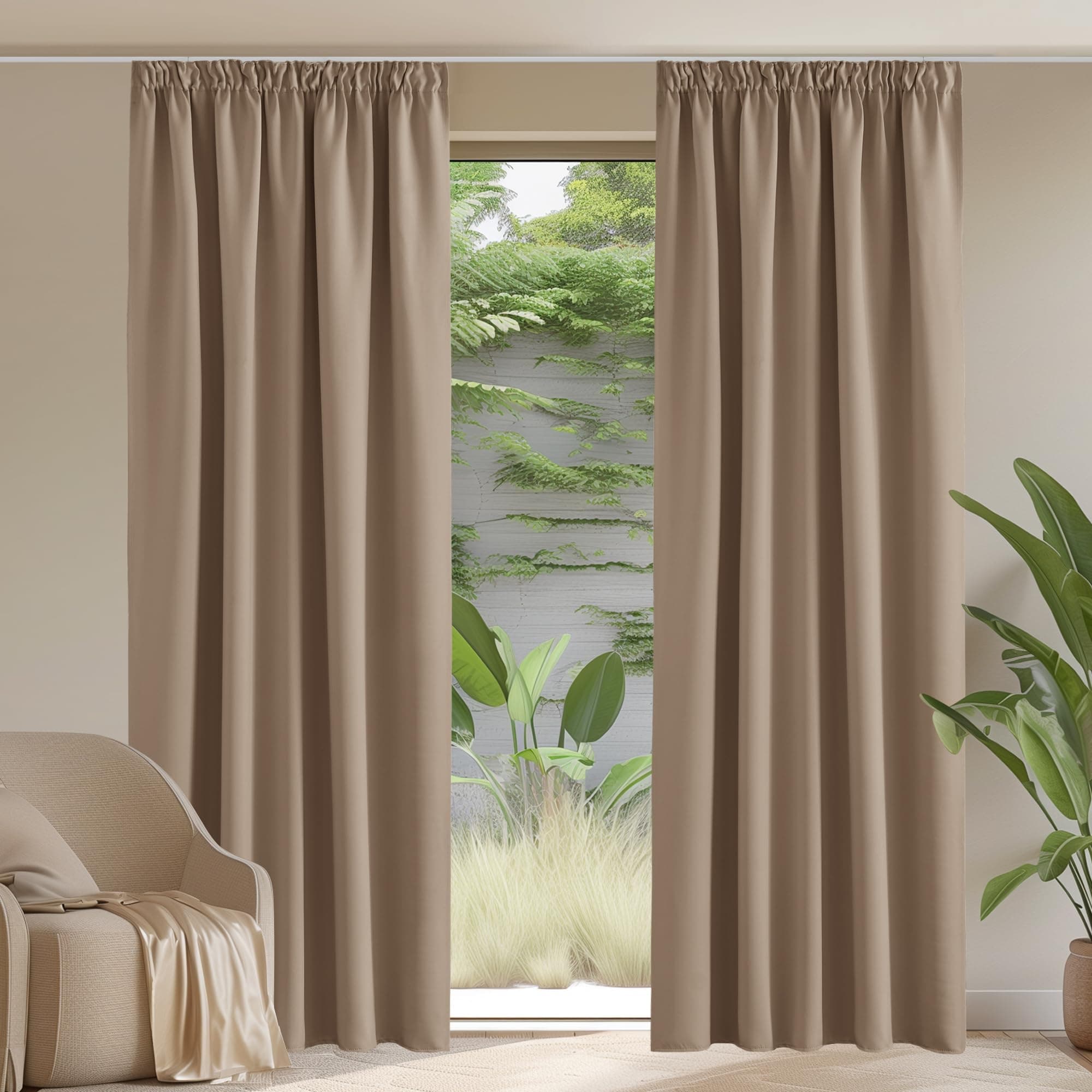 🌟PONY DANCE Verdunkelungsvorhang 2er Set🏡 H260 x B140 cm Cappuccino - Thermogardine gegen Hitze