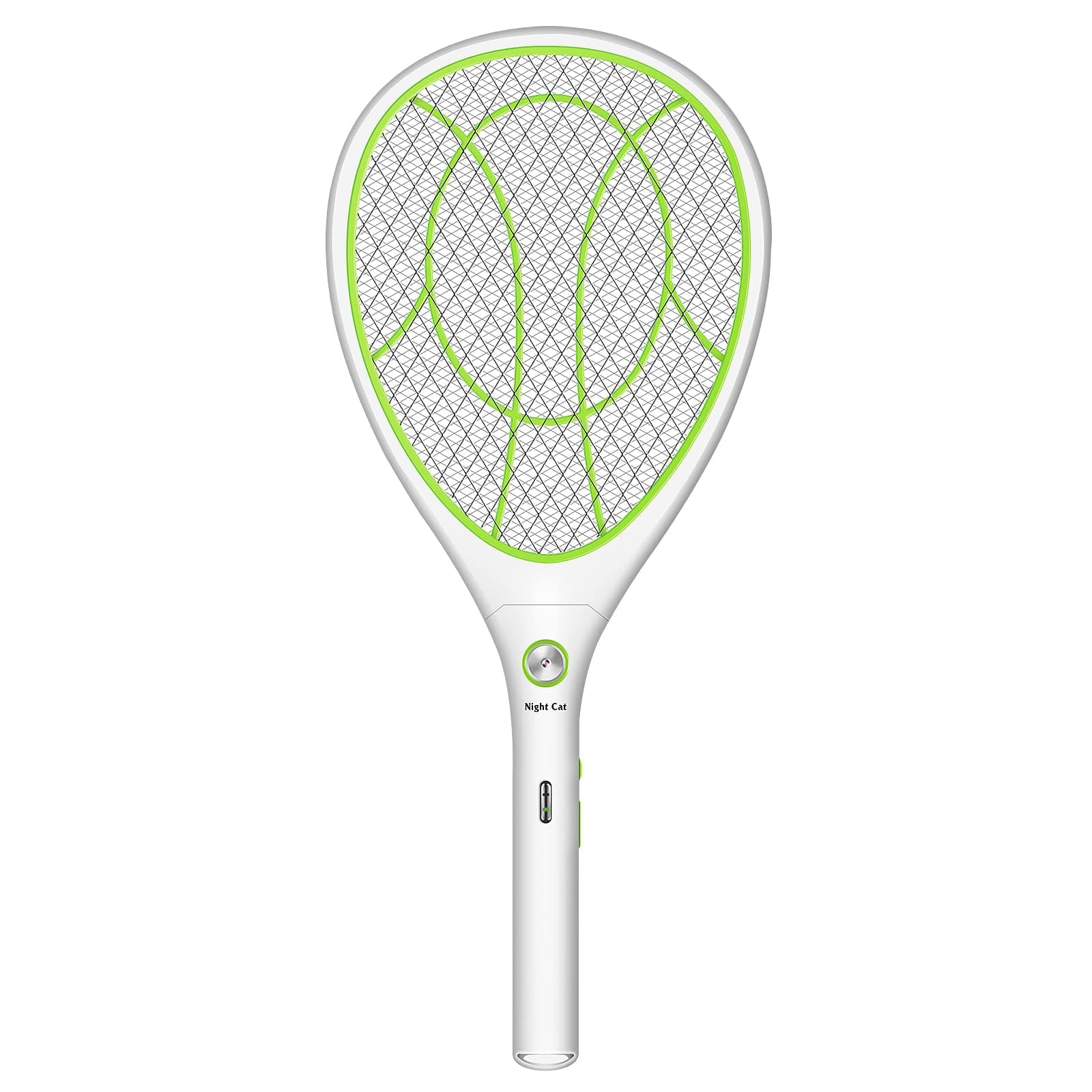Night Cat Elektrische Fliegenklatsche 🦟🔋🌿 3000V Elektro Mosquito Fly Fliegen Killer Elektrischer Fliegenfänger Fliegenfalle Schläger Mücken Moskito Insekten Zapper USB Aufladbar M Grün