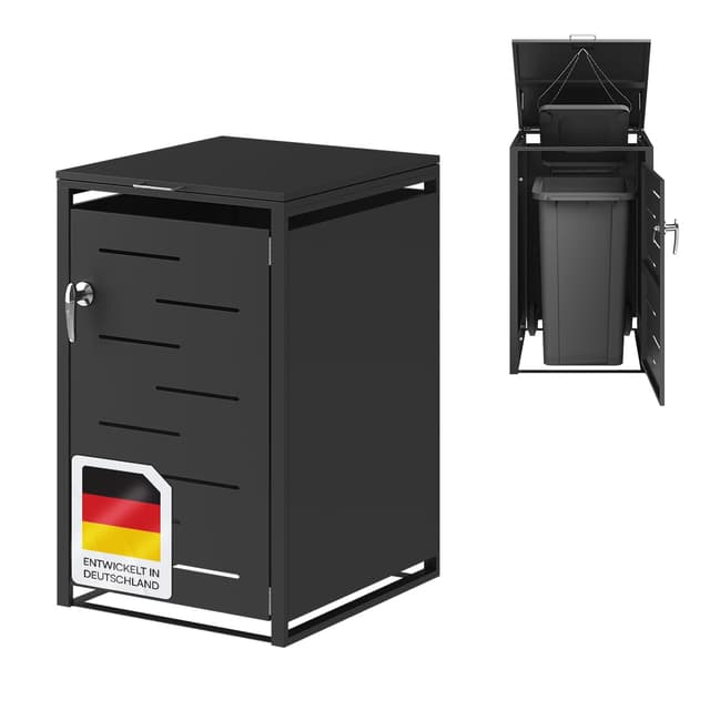 STEELSØN Diorus Mülltonnenbox 1er bis 240L abschließbar 🗑️ - Hochwertige Mülltonnenverkleidung für 1 Tonne