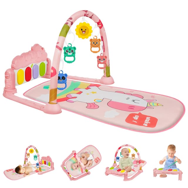 🎹🦄 AOMIG Piano-Gym Spieldecke für Babys - Spielmatte mit Musik und Lichtern