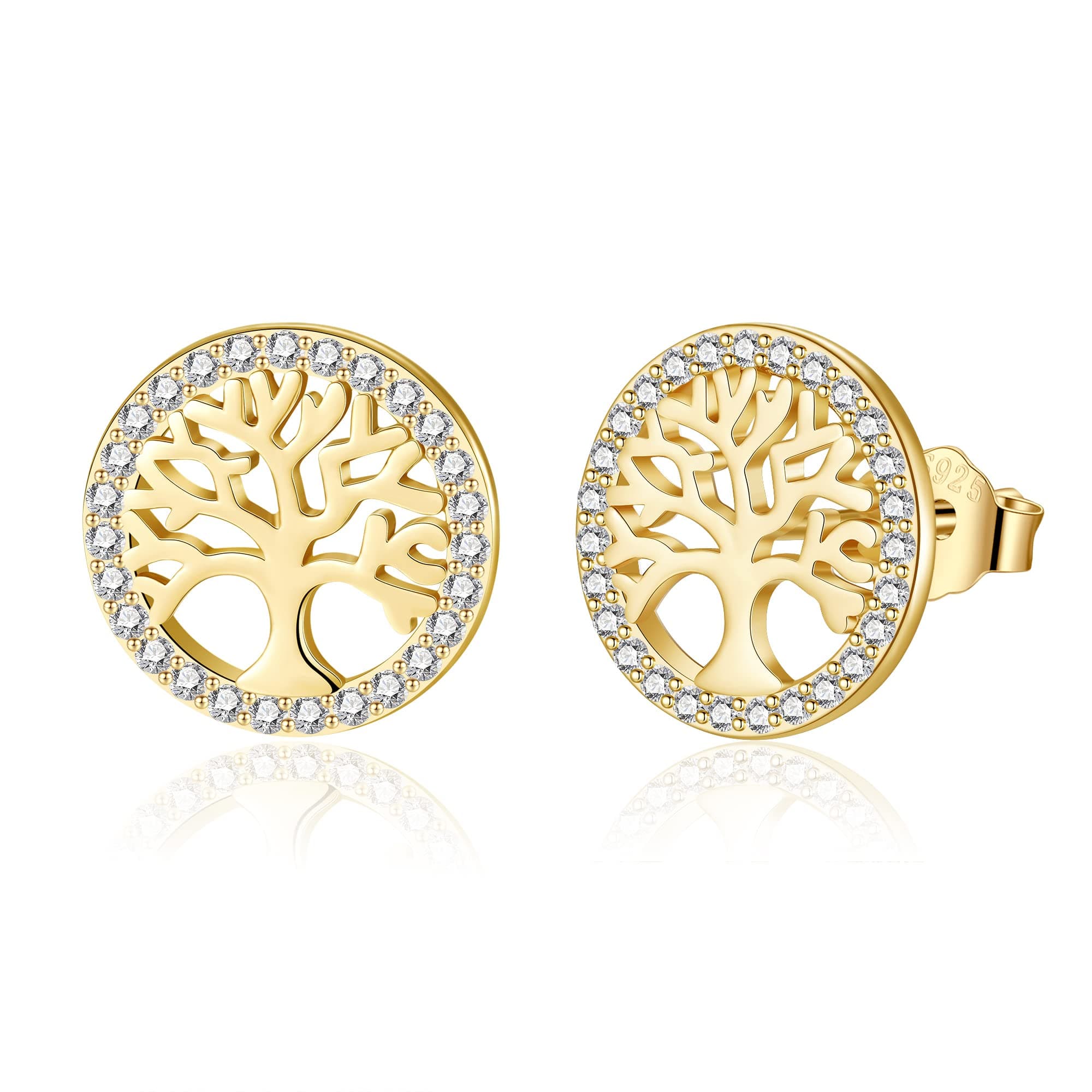 Jrêveinfini Lebensbaum Ohrringe Damen Sterling Silber 925 - Gold