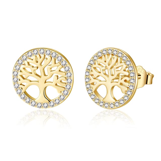 Jrêveinfini Lebensbaum Ohrringe Damen Sterling Silber 925 - Gold