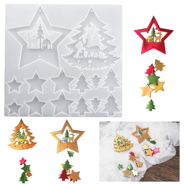 🎄 DIYBravo Silikonform Weihnachten Epoxidharz Resin Silikon Formen Harzformen Anhänger Form mit Loch Aufhängen 🌟