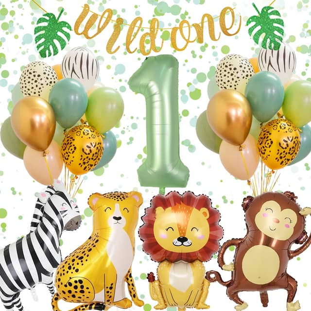 Konoz Wild One Geburtstag Deko - 1. Geburtstag Junge Mädchen 🦁🐒🦓🐆