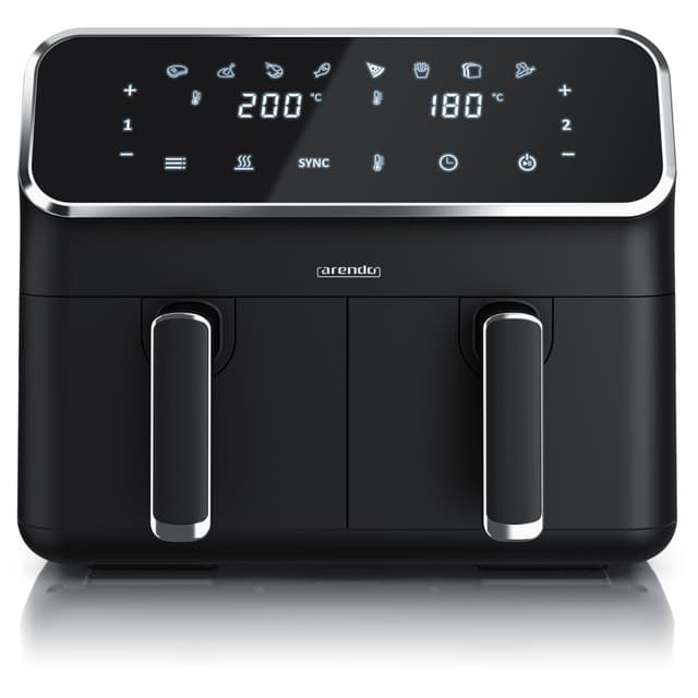 Arendo - Heißluftfritteuse Dual Zone mit 2 Kammern - XXL Kapazität 2 Fächer Doppelkammer 🍟🔥