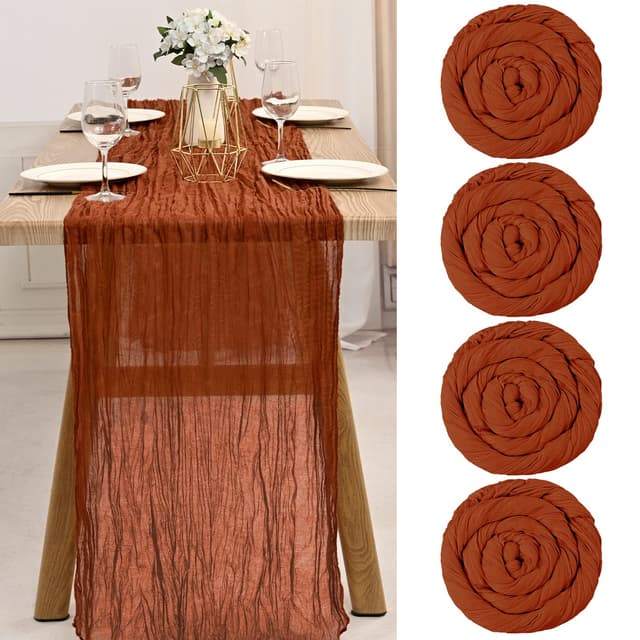 🧀🏡 Käsetuch Tischläufer Terrakotta 4 Stück Pack - 400cm Bohemian Stil Land Dekoration 🏡🧀