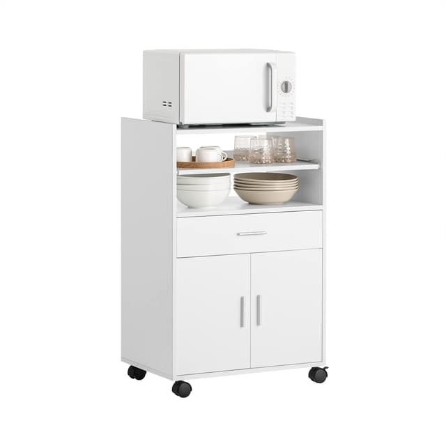 🌟 SoBuy Servierwagen Küchenschrank Küchenwagen mit Arbeitsplatte und Rollen Weiß 🌟