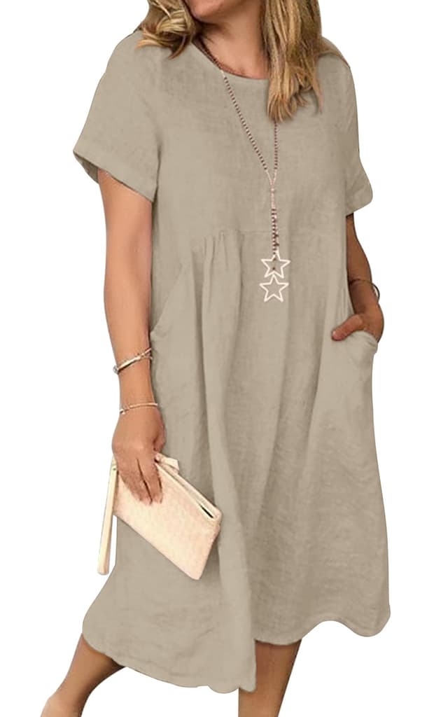 Sommerkleid Damen Leinen Kleider 😍👗