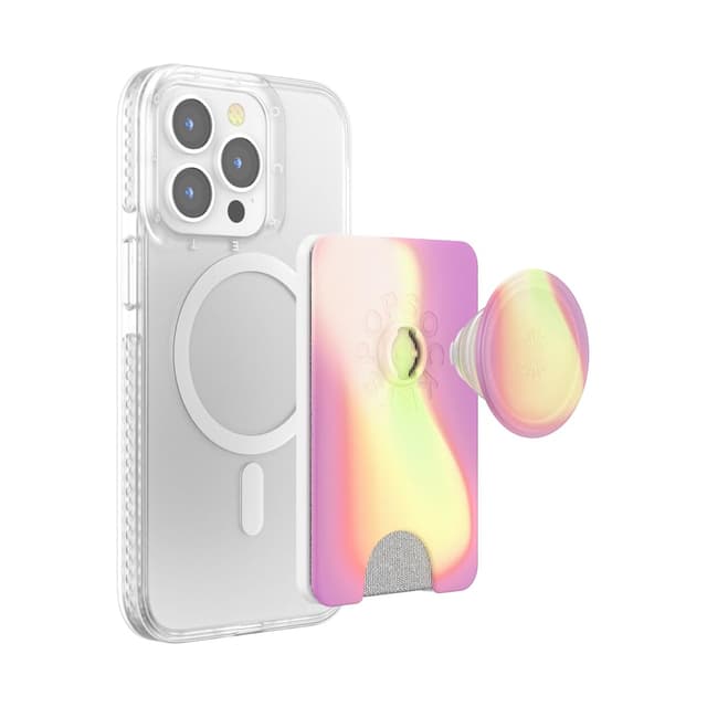 PopSockets Telefon-Geldbörse mit erweitertem Griff und Adapterring für MagSafe, Telefonkartenhalter, kabellos aufladbar, Geldbörse kompatibel mit MagSafe - Aurange 📱💼🔋