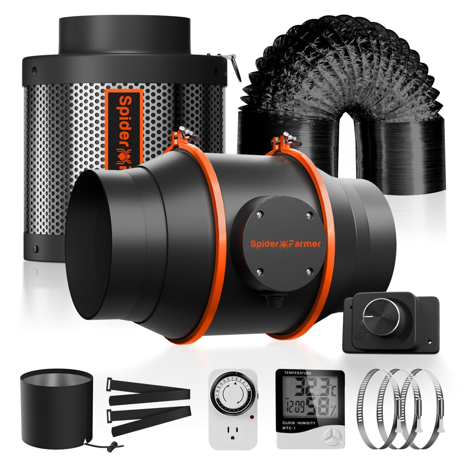 Spider Farmer Abluftset 150mm/6 Zoll 🌿🌬️ Aktivkohlefilter Lüftungsset 🌟🌱