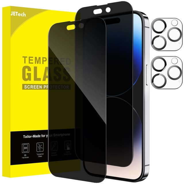 📱🔒 JETech Sichtschutz Full Screen für iPhone 14 Pro Max 6,7 Zoll mit Kameraschutz