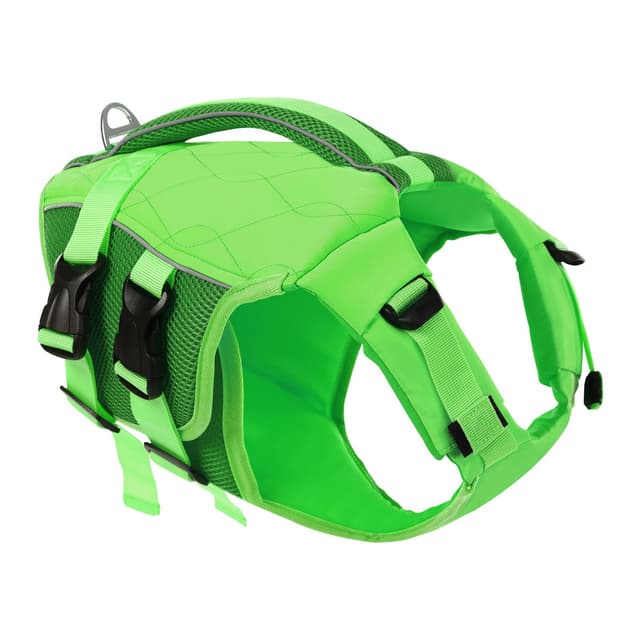 KONVINIT Schwimmweste Hund,Hundeschwimmweste,Schwimmwesten für Hunde -Dog Life Jacket für Kleine Mittel Große Hunde zum Bootfahren,Schwimmen,Surfen,Größenverstellbar mit Griff und Reflektoren M:47-61cm (Brustkorbumfang) Grün 🐾🌊