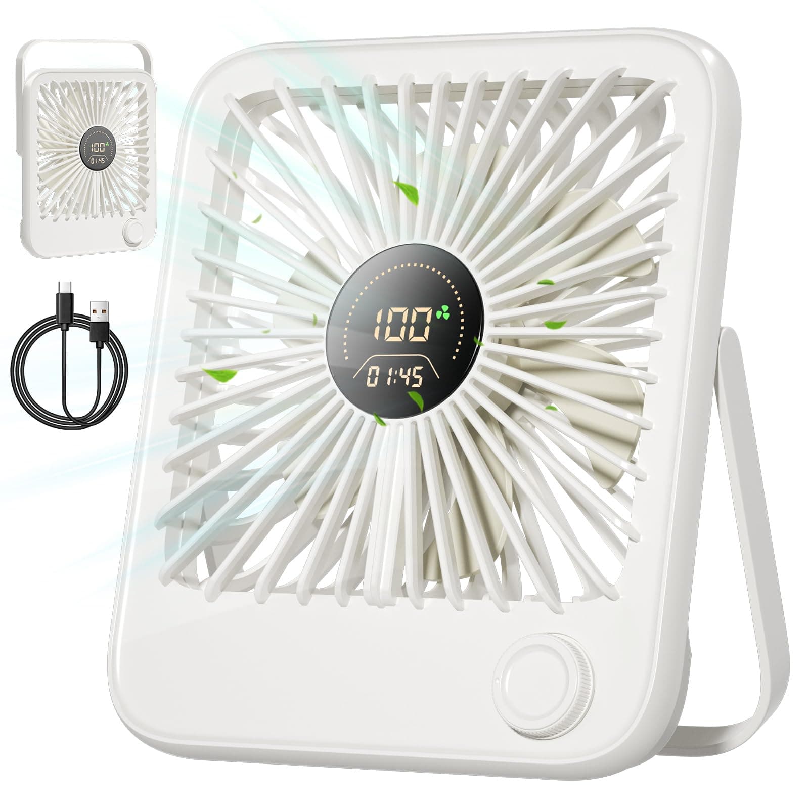 🌀💨 Dealswin Tischventilator Sehr Leise Stufenlos 1-100 Regler mit LED-Anzeige USB Ventilator 🌀💨