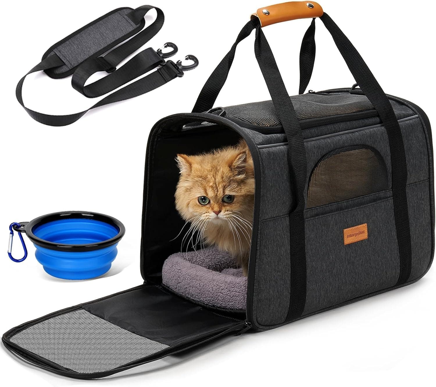 Morpilot Katzentransporter mit weichen Seiten für große, mittelgroße Katzen und Welpen bis zu 9 kg 🐱🐾