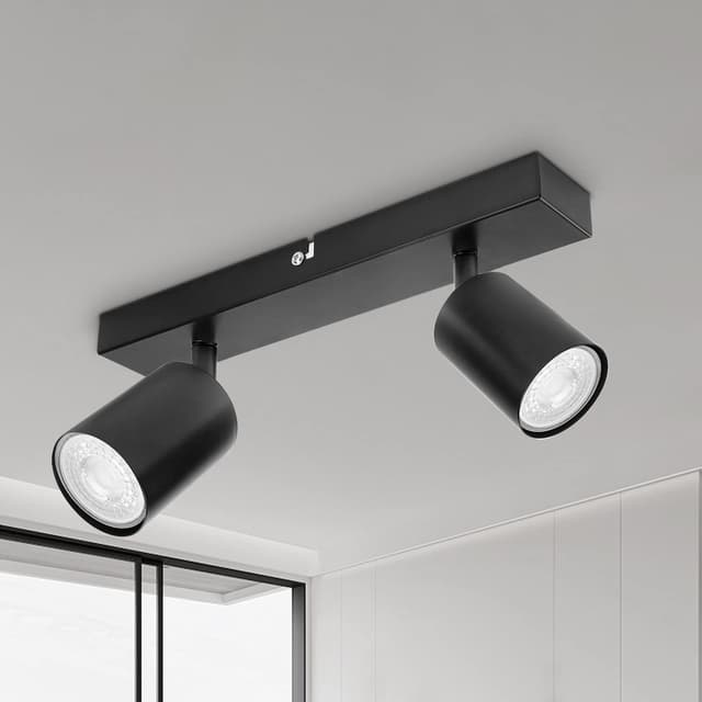 Dehobo Led Deckenstrahler Schwenkbar 350° - Deckenstrahler 2 Flammig Schwarz ⚙️💡
