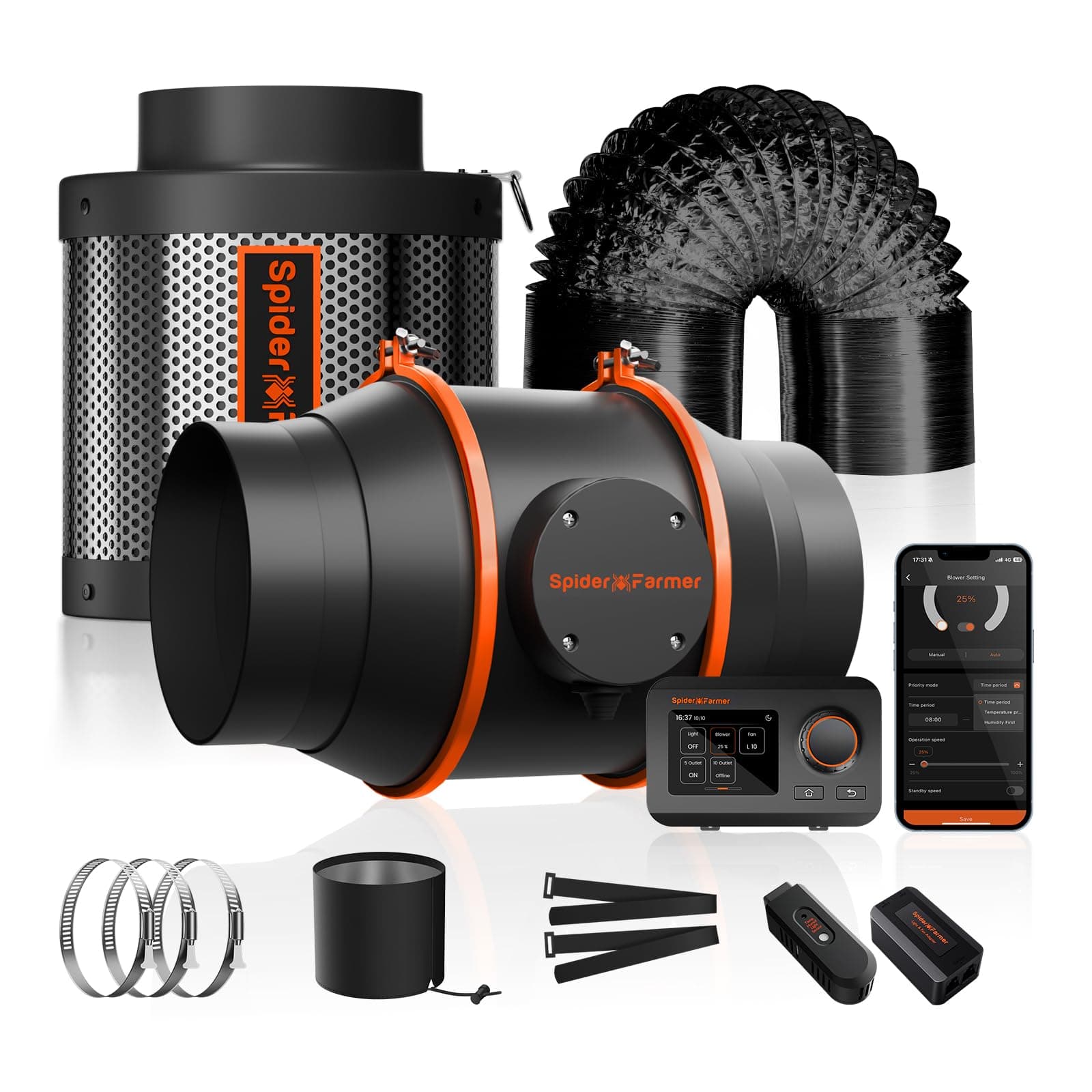 🌿🌬️ Spider Farmer Abluftset 150mm/6 Inch mit GGS Controller & WiFi App 🌿🌬️
