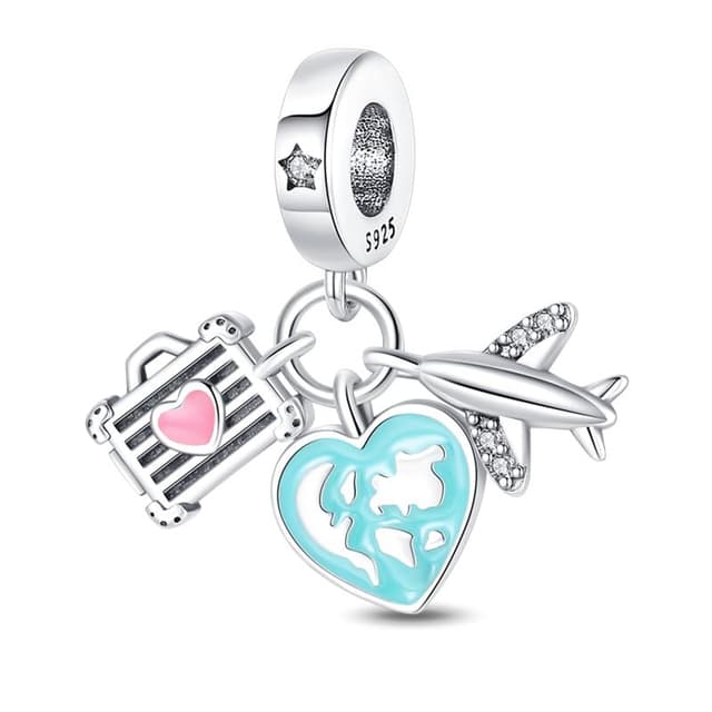 QIKAOLA 925 Sterling Silber Charms Beads für Pandora Strand Ozean Liebe Familie Tiere Charms Anhänger