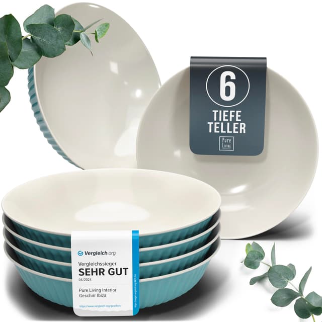 🍲 Steingut Suppenteller Set 6 Personen - Traumhaftes Skandinavisches Design 🍽️