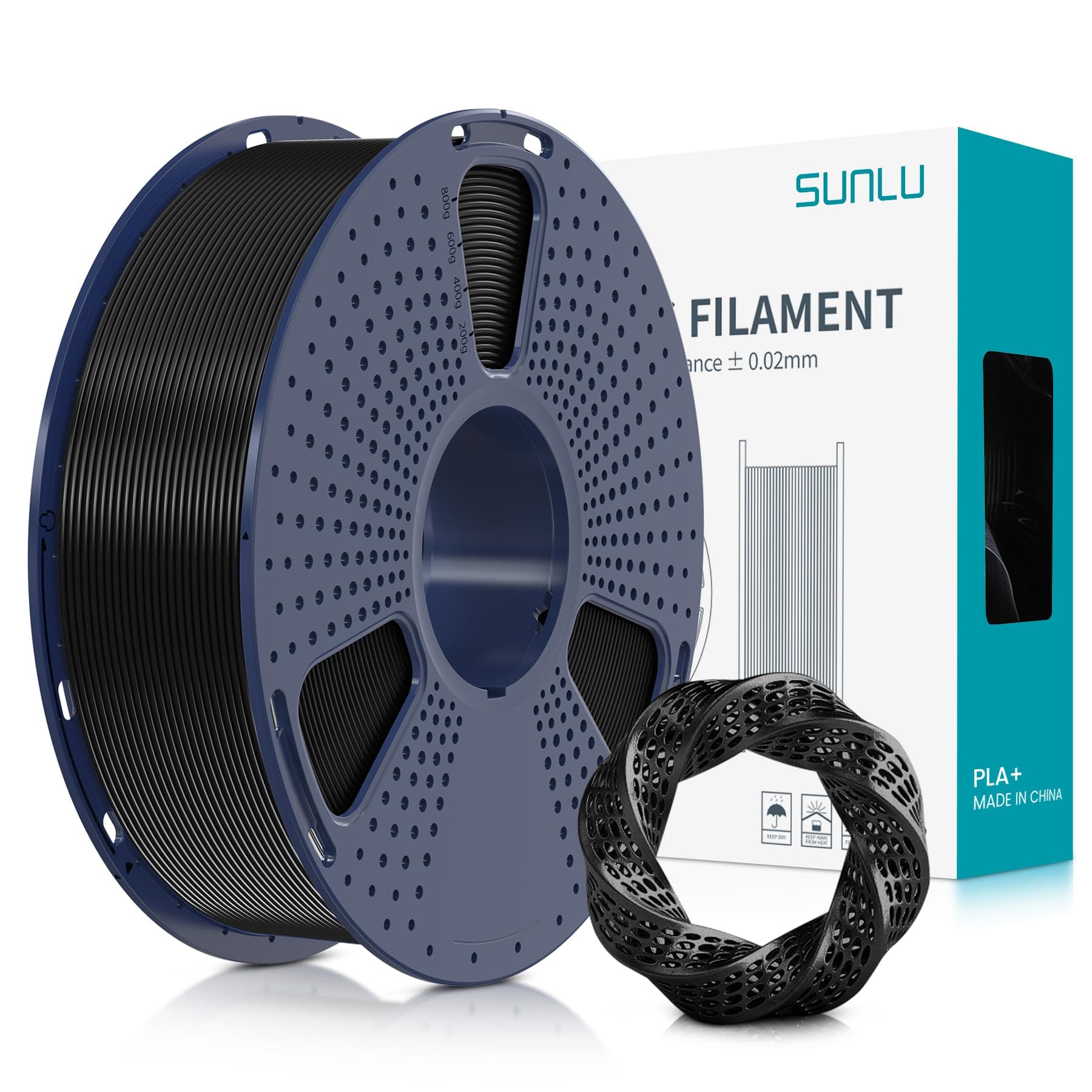 SUNLU PLA+ Filament 1.75mm Schwarz 1KG 🌈🚀
