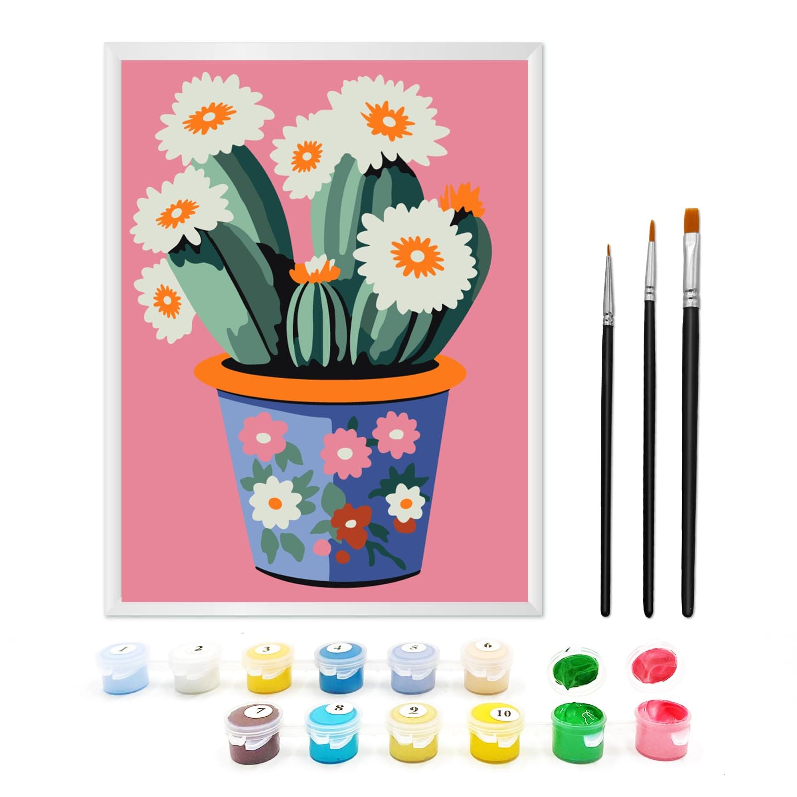 Zimrobin Malen Nach Zahlen für Kinder 🎨 | Mädchen 7-9 Jahre | 18 X 24cm（Kaktus）