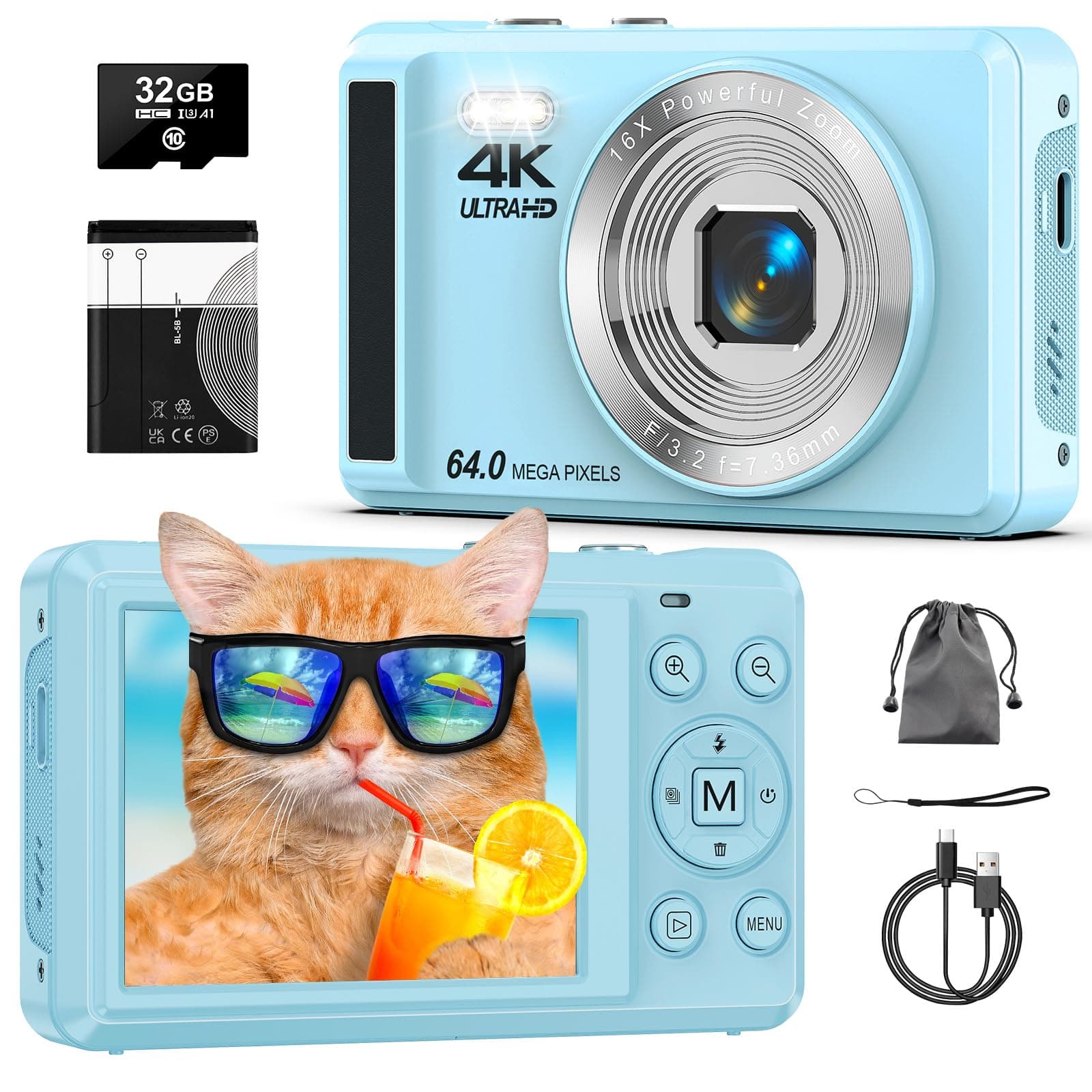 📸 4K 64MP Digitalkamera Deal: Autofokus, 32 GB TF-Karte, USB-Kabel! 📷