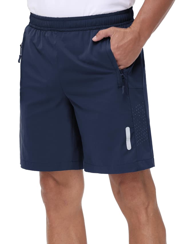 RVINROO Herren Sport Shorts - Schnelltrocknende Laufshorts mit Reißverschlusstasche Marineblau XL 🏃‍♂️