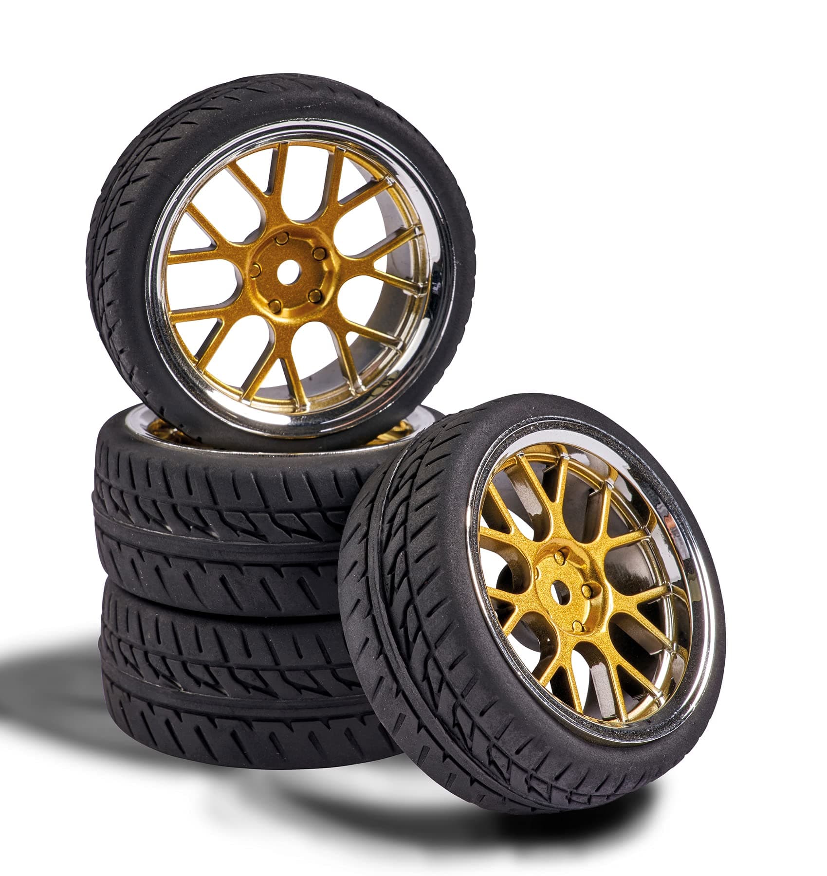 Carson 500900163 1:10 Räderset Y-Design2 (4) Gold/Chrome 🚗🔧🔩