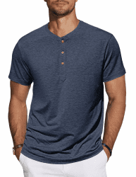 👕 TARAINYA Henley Shirt Herren Baumwolle T-Shirt Kurzarm Sommer Männer mit Knopfleiste A Marineblau L - Angebot!