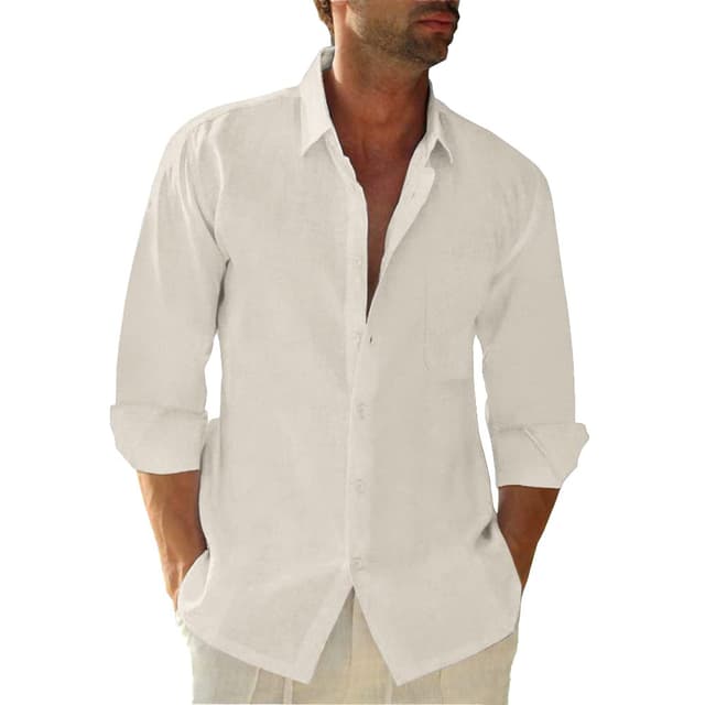 👕 Friptspyg Leinenhemd Herren Langarm Baumwolle Leinen Hemd Herren Freizeithemden 👔