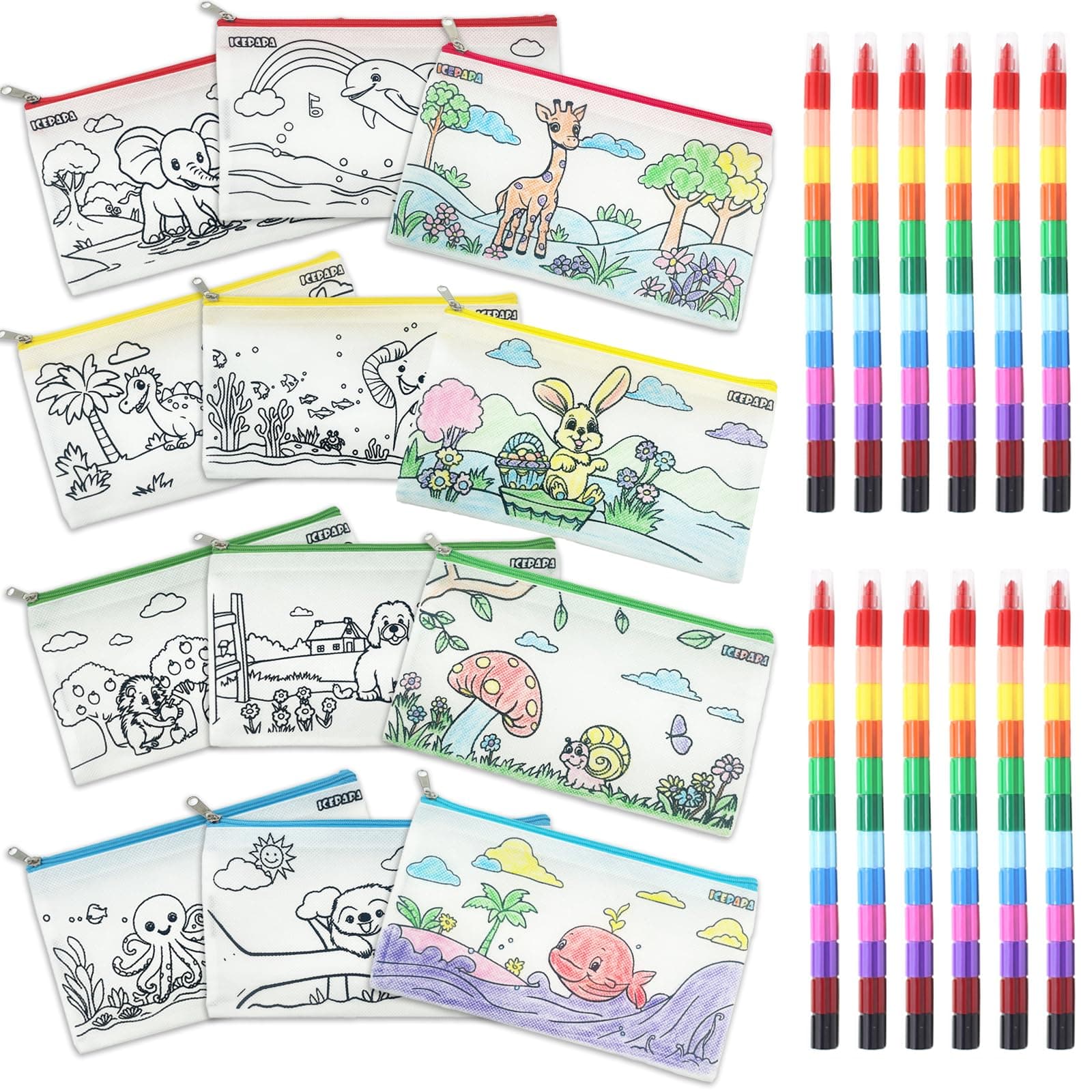ICEPAPA Federmäppchen zum Bemalen und Wachsmalstifte Set für Kinder 🌈