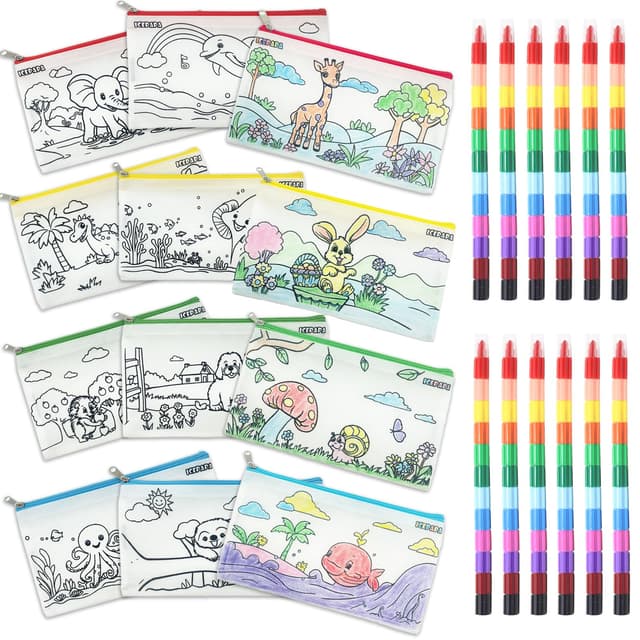 ICEPAPA Federmäppchen zum Bemalen und Wachsmalstifte Set für Kinder 🌈