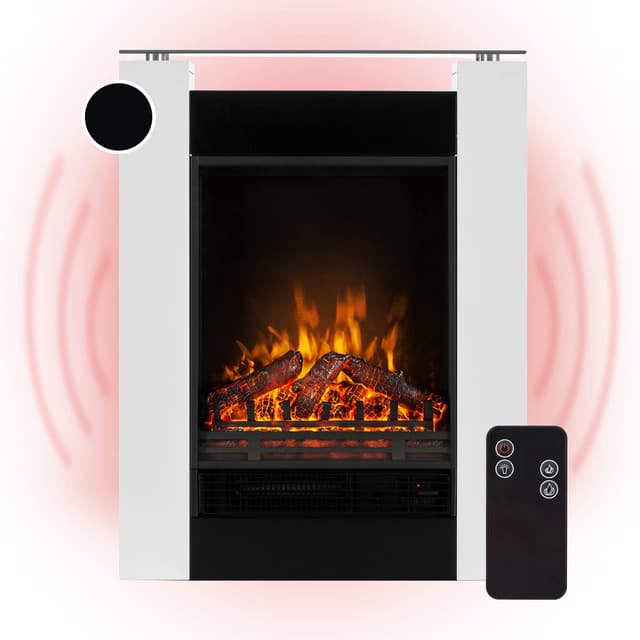 🔥 Klarstein Elektrokamin | Elektro Heizungen für Wohnzimmer | Elektrischer Kamin mit LED Flammen | Heizlüfter 1800 W Weiß