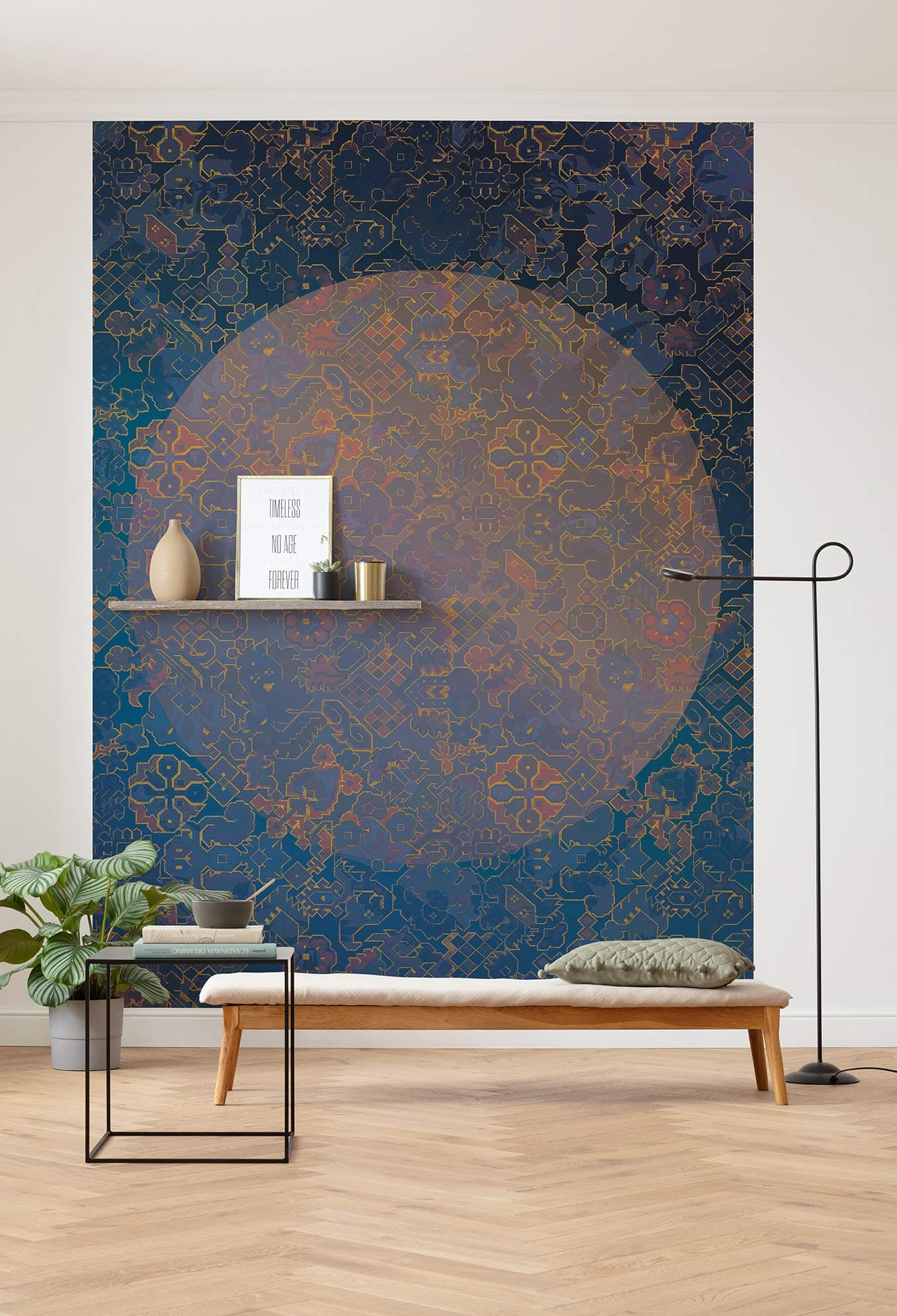 Komar Vlies Fototapete LA LUNE | XXL Dekoration 🌙 | Jugendstil Schlafzimmer Wohnzimmer Büro Flur 🌌 | Größe 200 x 270 cm | HX4-032