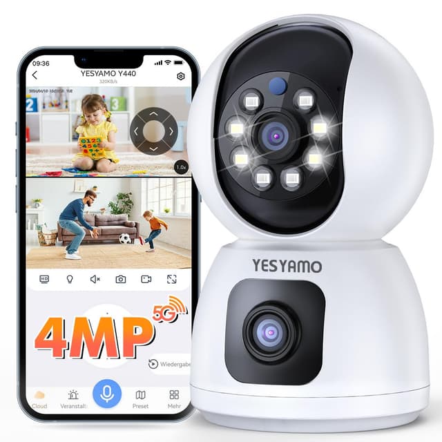 YESYAMO Überwachungskamera Innen mit 4MP Doppelobjektiv, 360° PTZ Kamera Indoor 📹🏠